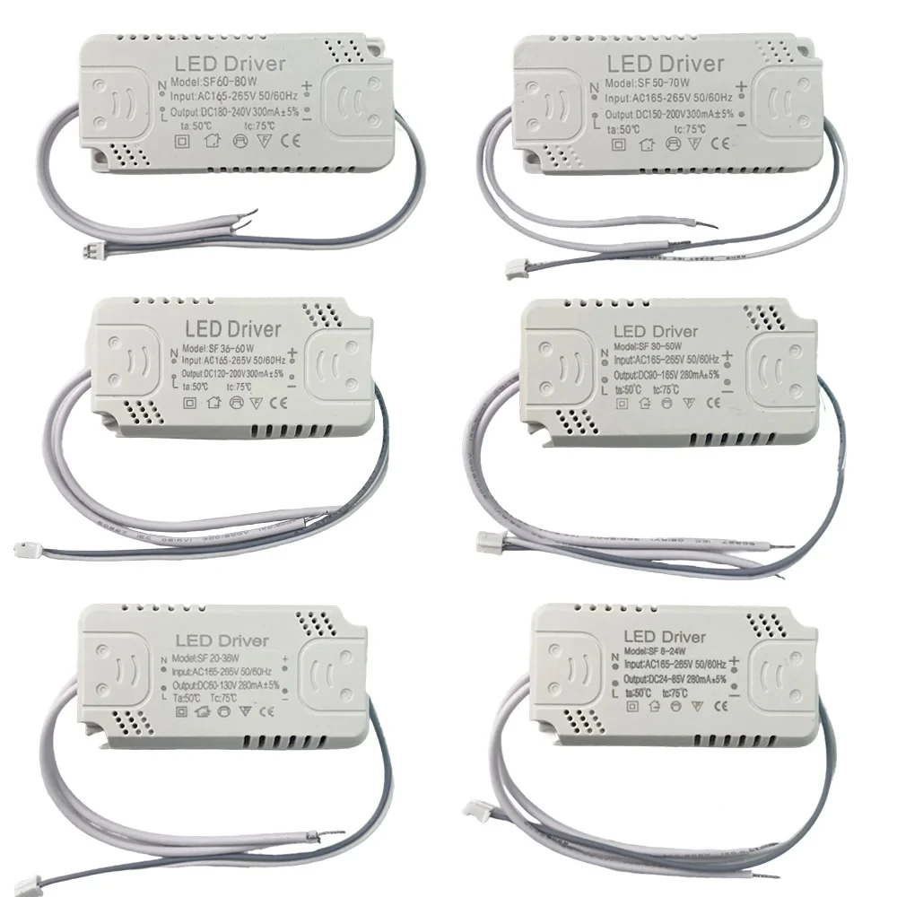 1PCS LED Ceiling Drive Lamp Power Supply 8-24W 20-36W 30-50W 36-60W 50-70W 60-80W Constant Current Power Supply Unit Lighting