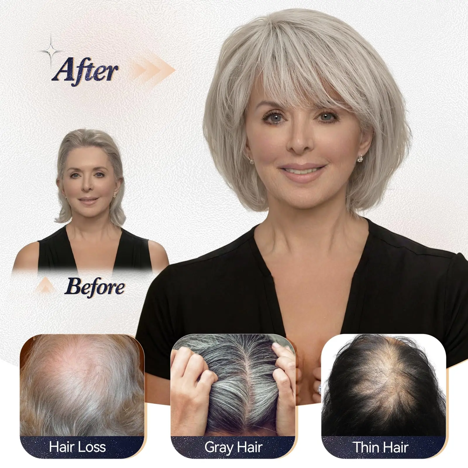 Natural Black Remy Human Hair Toppers Silk Base Hairpieces 4 Clips in Hair with Bangs 10 Inches Hair Topper Extensions for Women