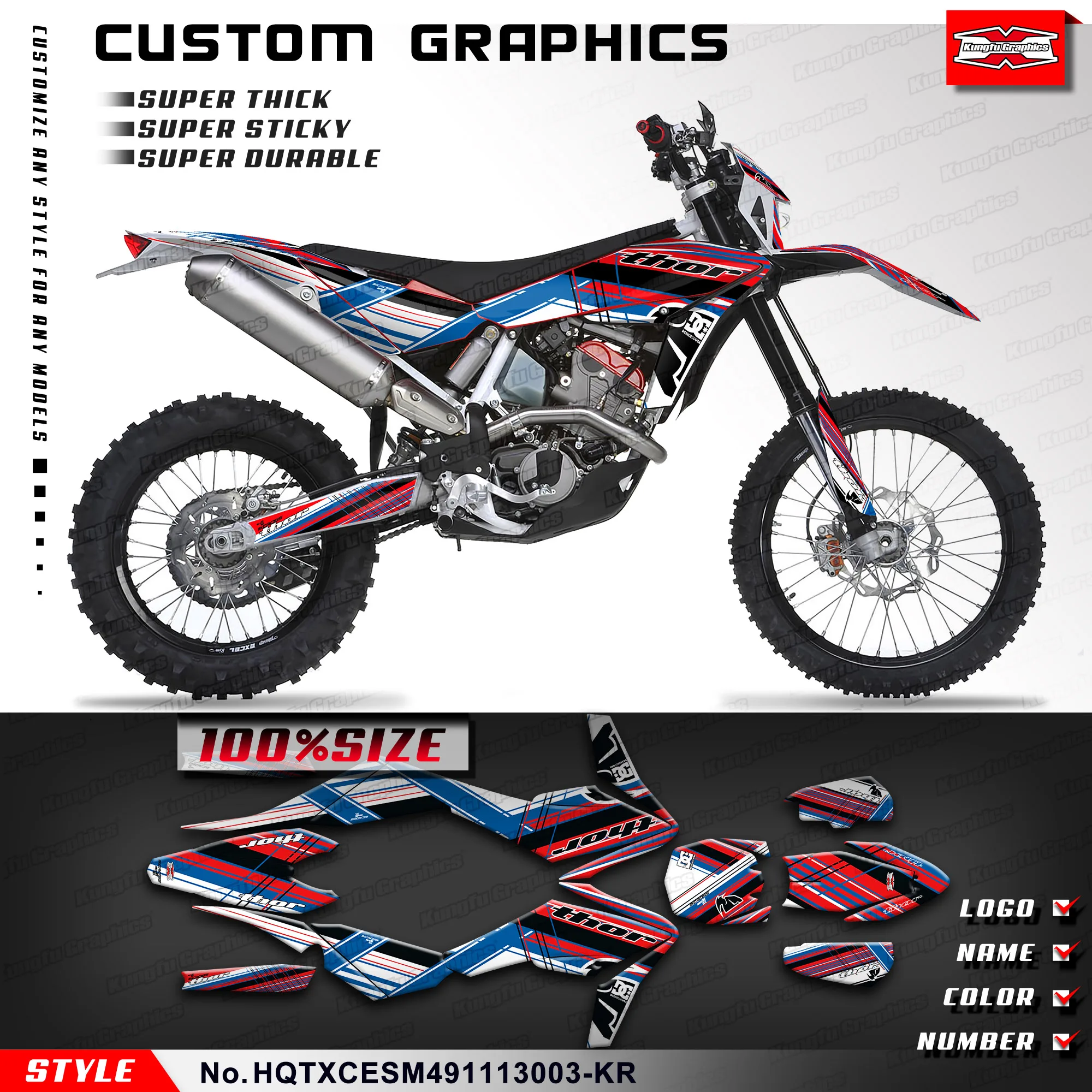 

KUNGFU GRAPHCS Custom Sticker Vinyl Wrap Kit for Husqvarna TE TC TXC SMR 449 511 2011 2012 2013, HQTXCESM491113003-KR