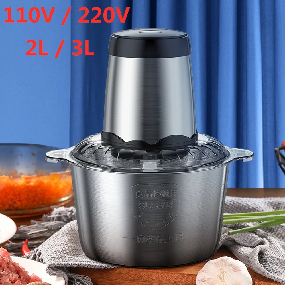 2L 3L Elektryczna maszynka do mielenia mięsa 220V 110V Maszynka do mielenia mięsa ze stali nierdzewnej Mikser kuchenny Blender Maszyna Rozdrabniacz Roboty kuchenne Wtyczka EU