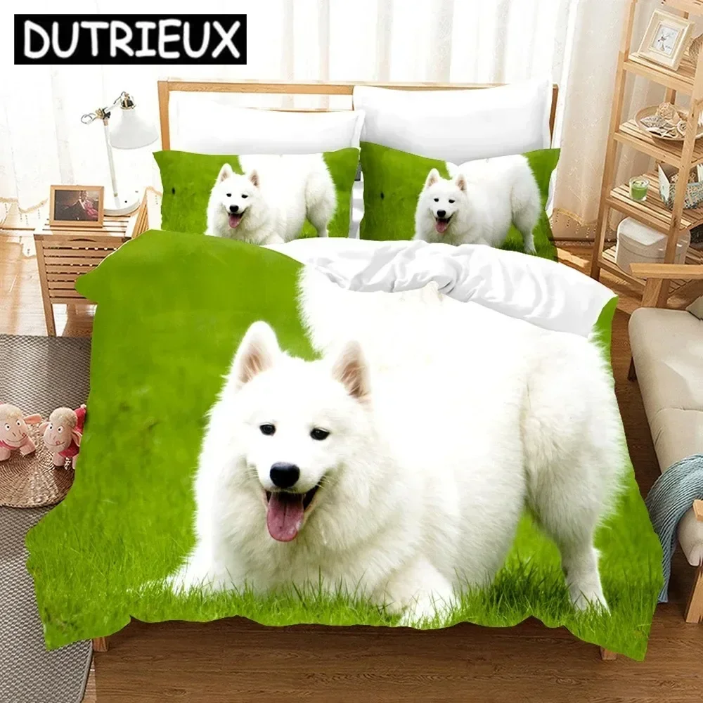 3D Samoyed Supplies Set Duvet Cover Set Bedding Sets For Adults Bed With Pillowcases No Filling Luxury Birthday Gifts