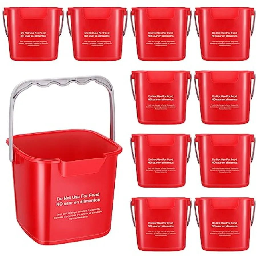 

2 Pcs 3 Quart Cleaninet Small SanitizinSquare et Detergent Pail for Home Office Commerl Raurant Kitchen Baroom School Red