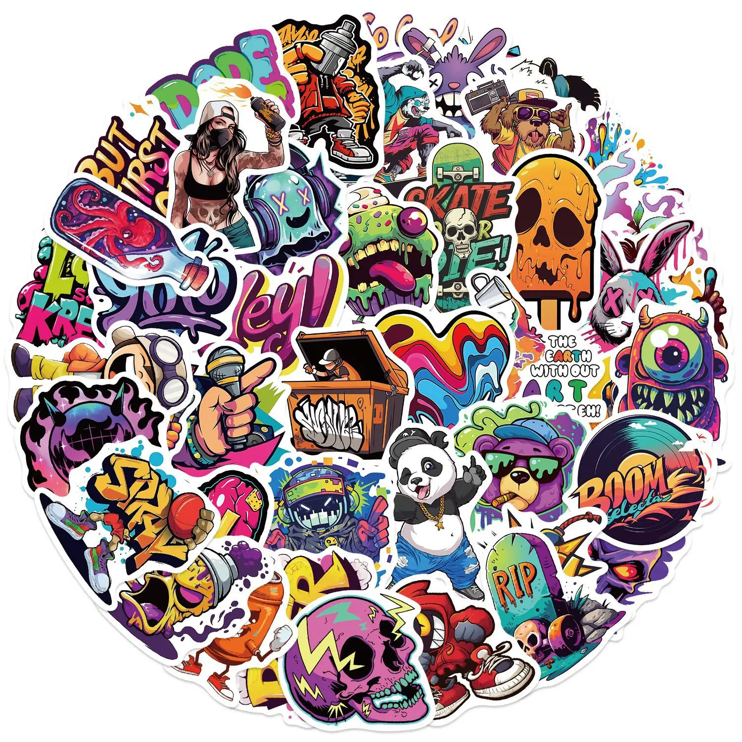 

10/30/50PCS Aesthetic Street Graffiti Art PVC Decals for Water Cup Phone Computer Notebook Stationery Luggage