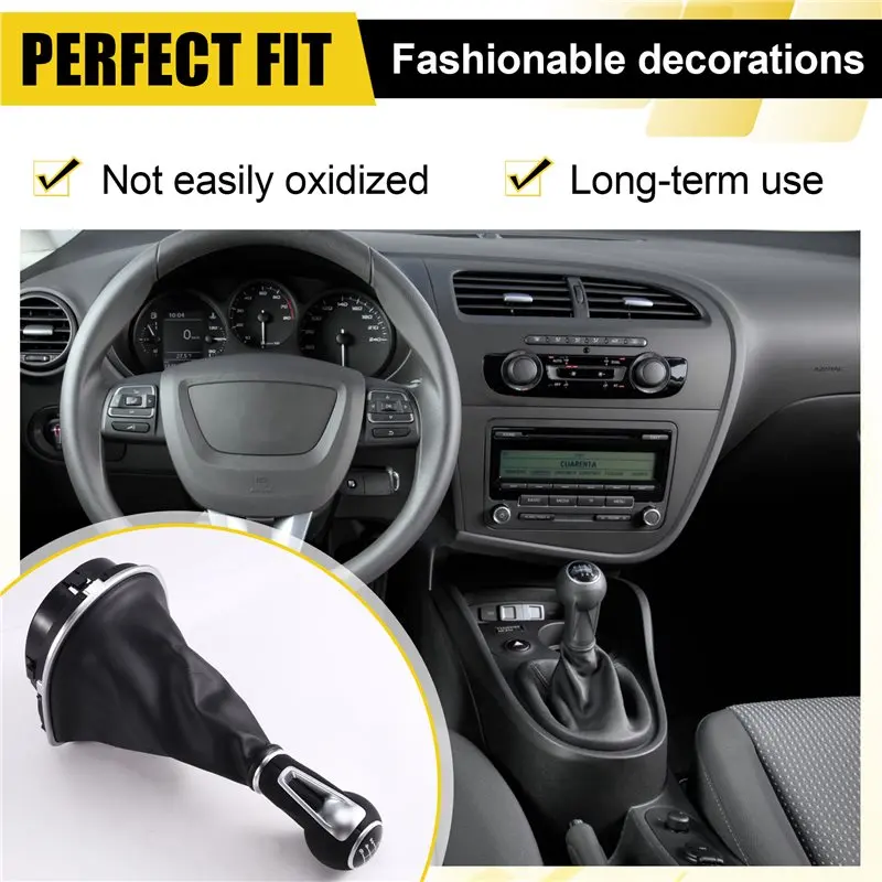 NEW HOT in Stock-Car 6 Speed Gear Shift Knob With Boot Cover Shifter Lever Stick For Seat Leon II Toledo III Altea XL 2005-2012 - view 2
