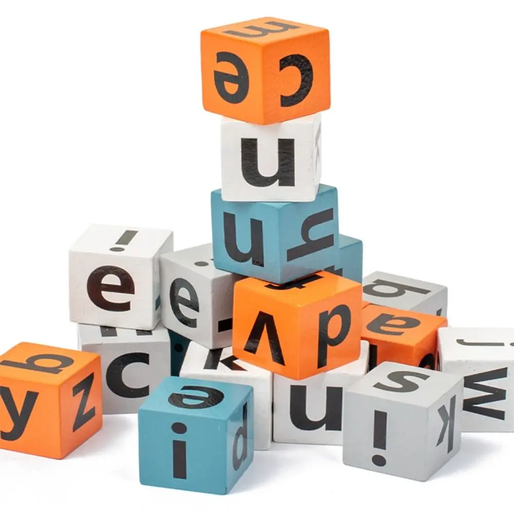 Wooden English Learning Building Blocks Letter Cognitive PK Memory Challenge Spell Word Toys Early Learning Educational Toys
