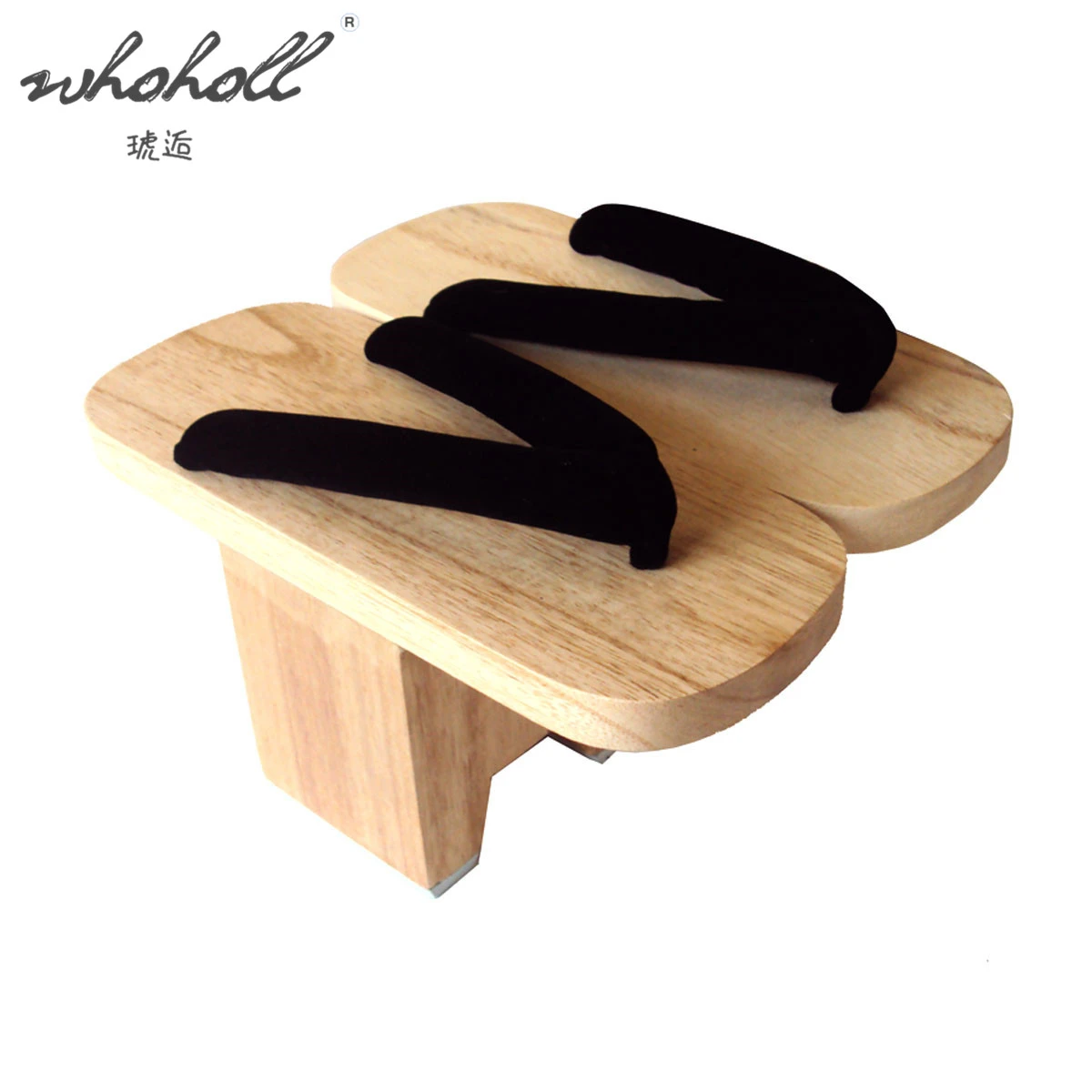 WHOHOLL New Wooden Slippers Japanese geta Cos Flip-flops Sandals Women's Clogs Slippers Shaping White Wooden One-tooth Clogs