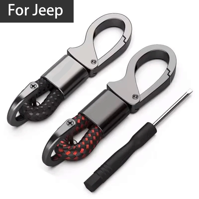 Zinc Alloy Braided Rope Keychain Car Styling Key Ring Accessories For Jeep JL Gladiator XJ Grand Cherokee Patriot Compass Willys