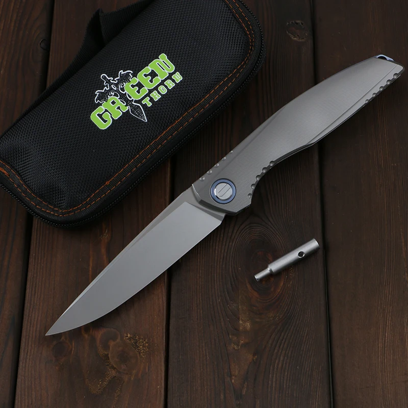 Green Plum Lee Folding Knife Ferramenta Edc Tc4 Titânio 3d Handle Frutas Camping ao ar Livre M390 Lâmina