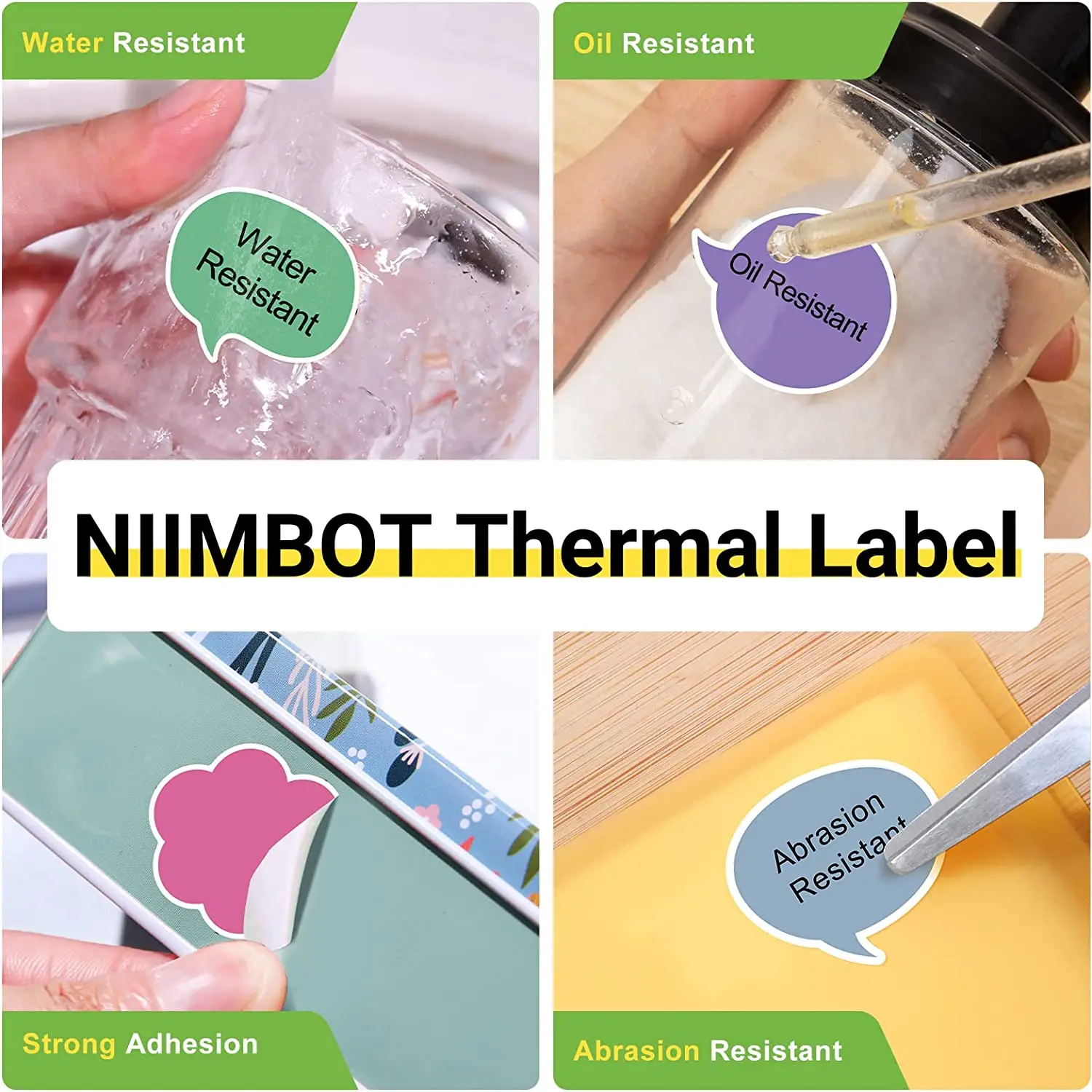 NIIMBOT-etiquetas adhesivas impermeables a prueba de aceite para impresora B1, B21, B3S, B203