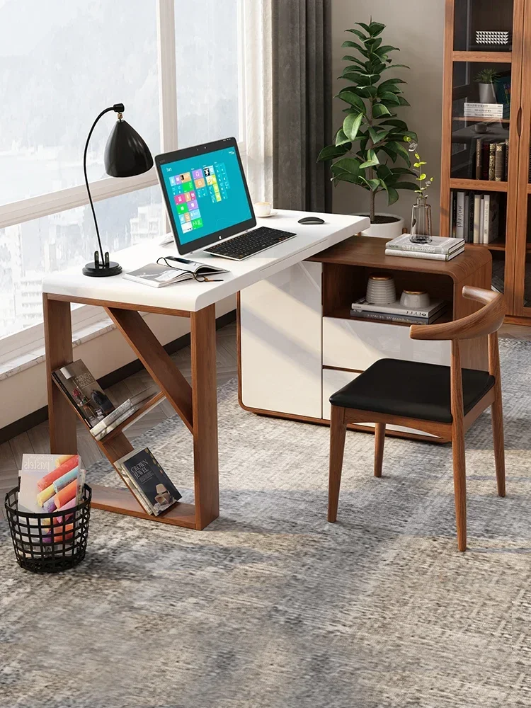 

Nordic computer desk simple modern bedroom corner desk bookcase combination home desk