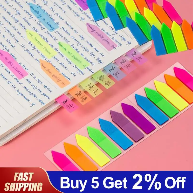 100 Sheets Self Adhesive Memo Pad Sticky Notes Bookmark Arrow Point It Marker Memo Sticker Paper Office School Supplies