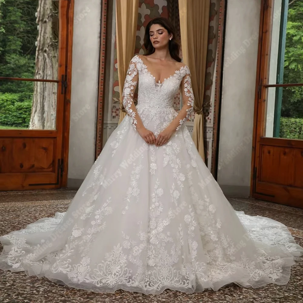 

Elegant Women's Wedding Dresses Luxurious Lace Appliques A-Line Bridal Gowns Engagement Banquet Princess Robes 2026 customized