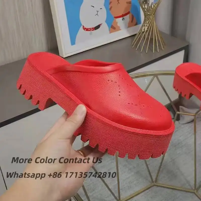 

Slippers Casual Shoes Soft Cowhide Beach Thick Bottom Designer Women Cartoon Alphabet Lady Platform Sandals Leather Heels Letter