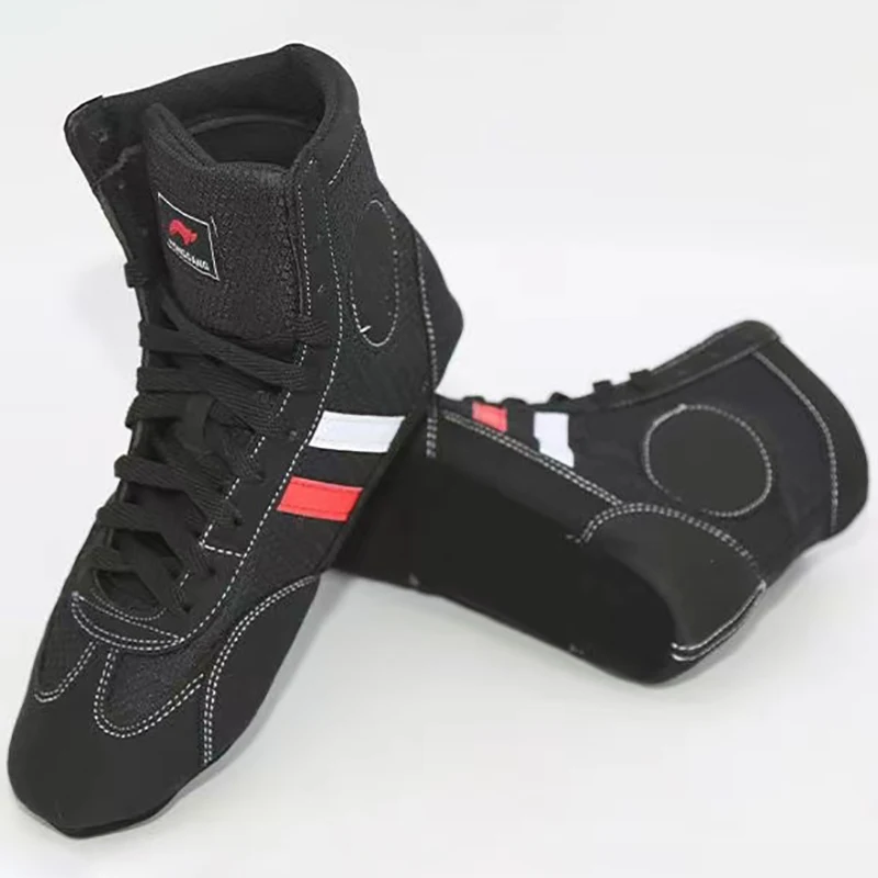 Botas Sambo para niños y adultos, zapatos de boxeo de competición, transpirables, suela suave, interior, gamuza, lucha libre, tamaño pequeño, 30-44