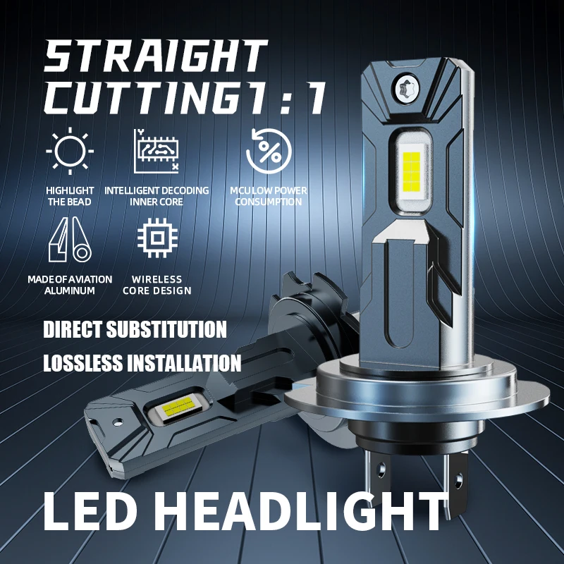 

H7 Светодиодная лампа для фар Мини Беспроводная 6000K CSP для автомобильных фар Автодиодные лампыH1 H3 H4 H7 9005 9006Turbo Led 12 В Автомобильные