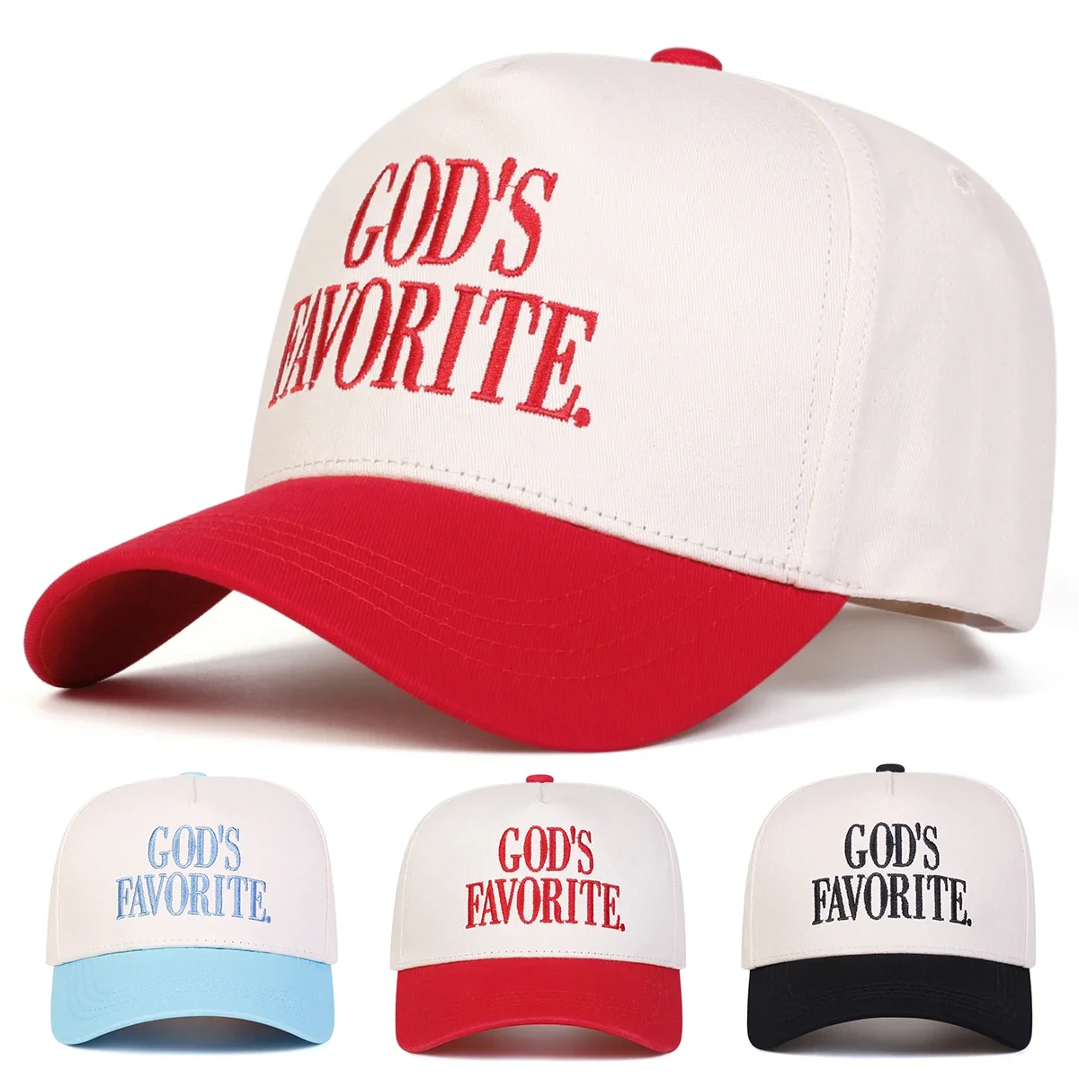 Unisex Baseballkappen mit Buchstaben-Stickerei „GOD'S FAVORITE“ für Frühling und Herbst, verstellbare Freizeithüte für den Außenbereich, Sonnenschutzhut, Sportkappe