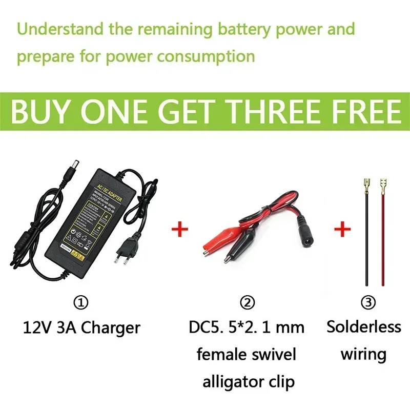 12V Battery 30Ah 18650 lithium battery pack 20A sprayer built-in high current BMS electric kid's car battery 12.6V 3A charger