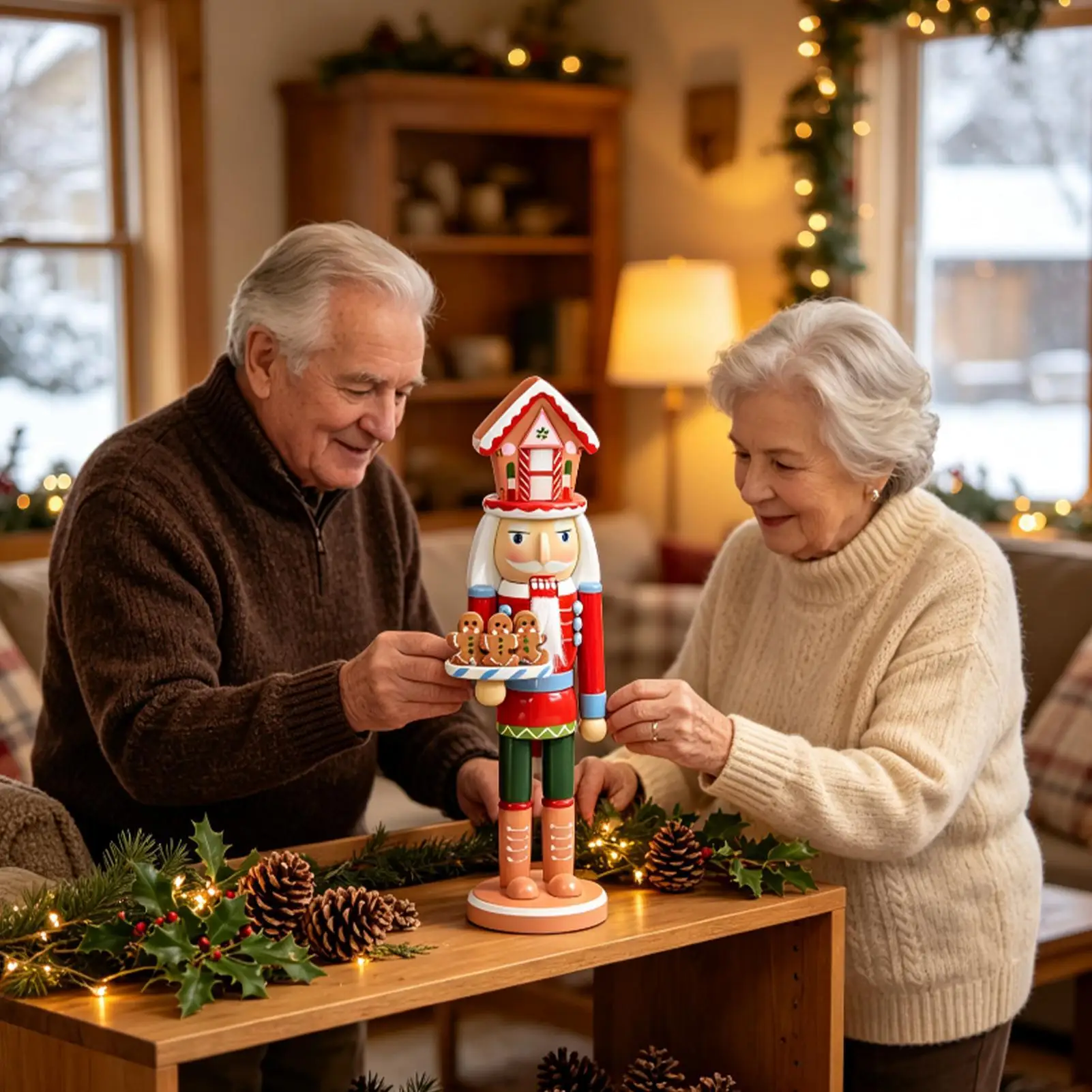 Nut Crackers Christmas Decorations 38cm Wooden Table Centerpiece Figure Christmas Nutcracker Soldier For Fireplace Birthday
