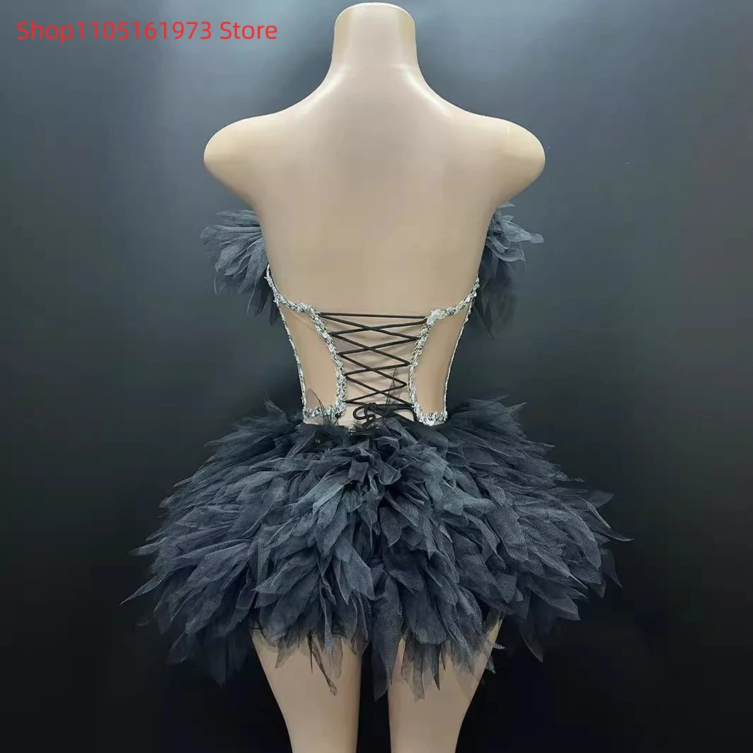 多層レースラインストーンウエストチュチュスカートキュートスイートイブニングドレスステージスカートGOGOパフォーマンスコスチュームカスタマイズ