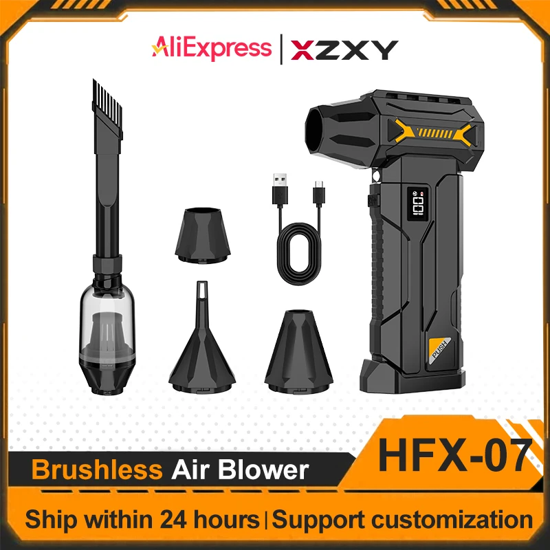 Soplador de Aire XZYZ HFX-07, 130000 RPM, Alta Velocidad, 130g de Fuerza de Soplado, Batería de 8000mAh con Luz LED, para Limpieza de PC