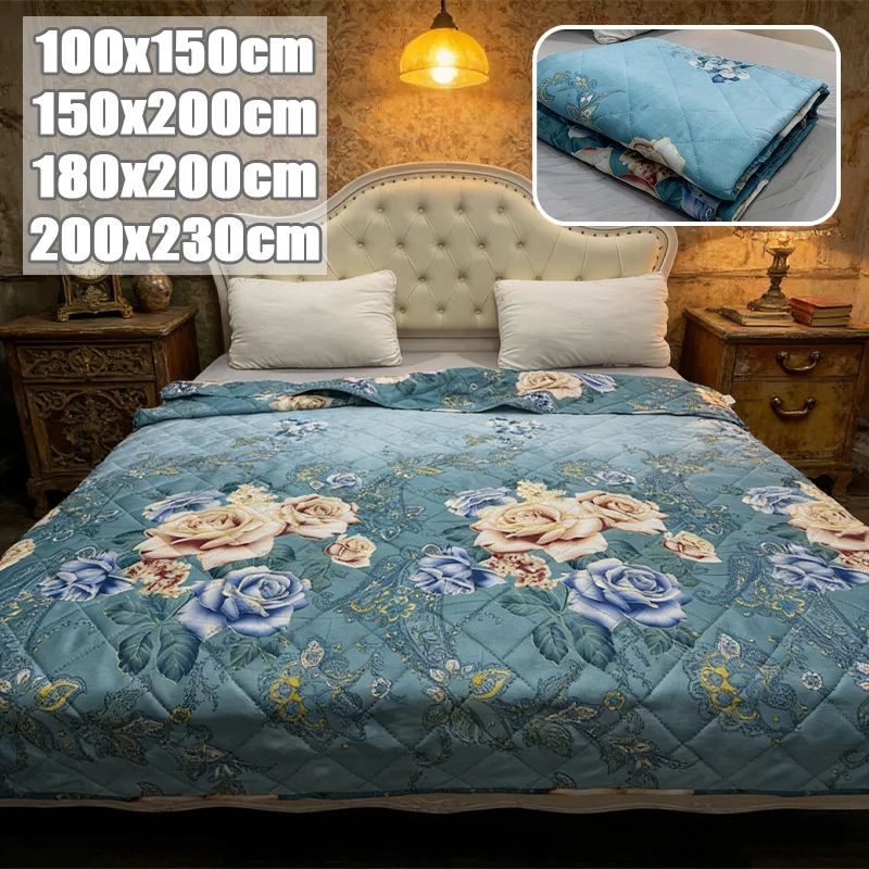 

Skin Friendly Breathable Summer Quilt Lightweight Floral Print Comforter Comfortable Sleep Bedspread for Queen King Size Bed