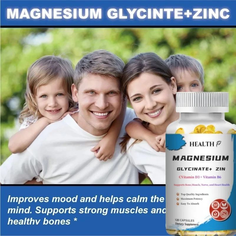 Magnesium Glycinate & Zinc 500mg Mineral Supplement for Supports Muscle Joint and Health Maximum Absorption