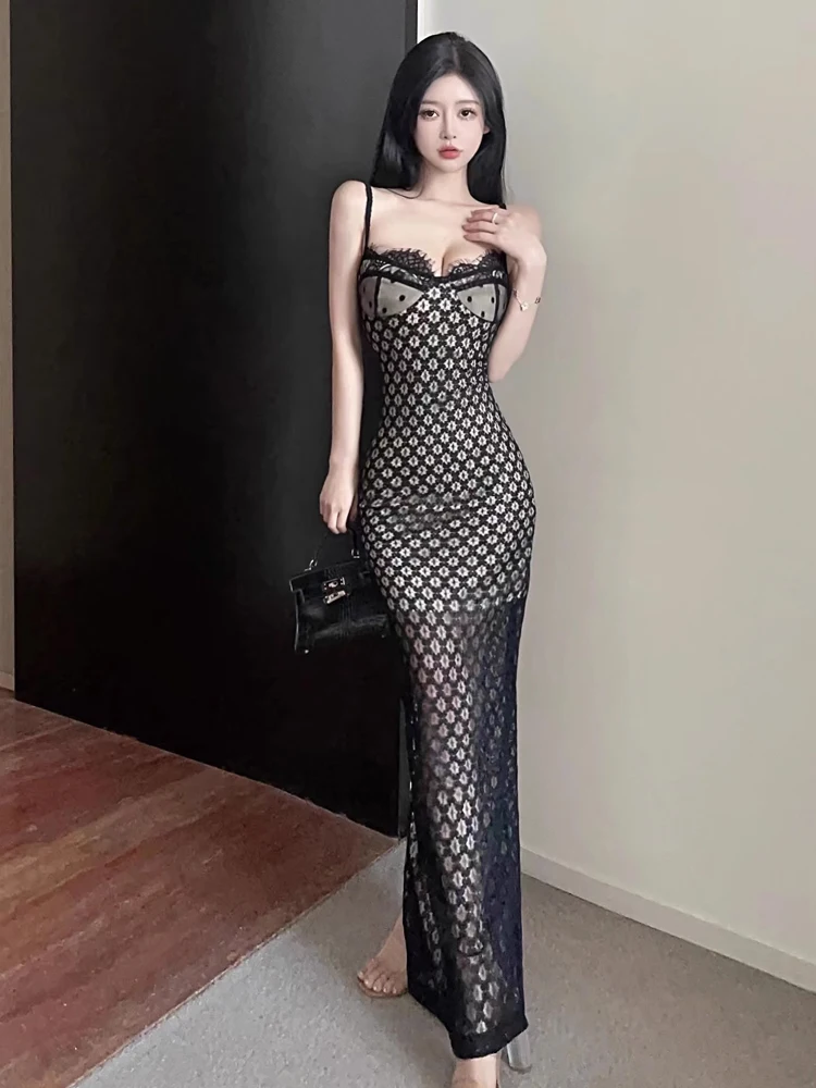 

Ele Lace Trim ter Dr Длинная сексуальная облегающая юбка с разрезом на талии для молодых женщин Летний сезон No Sve H-ape