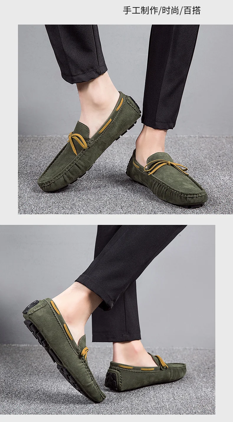 Handgefertigte Loafer in Übergröße für Paare, trendige, lässige Slipper im britischen Stil, Fahrschuhe, extra breit, Schuhe aus Wildleder. – Detail 10