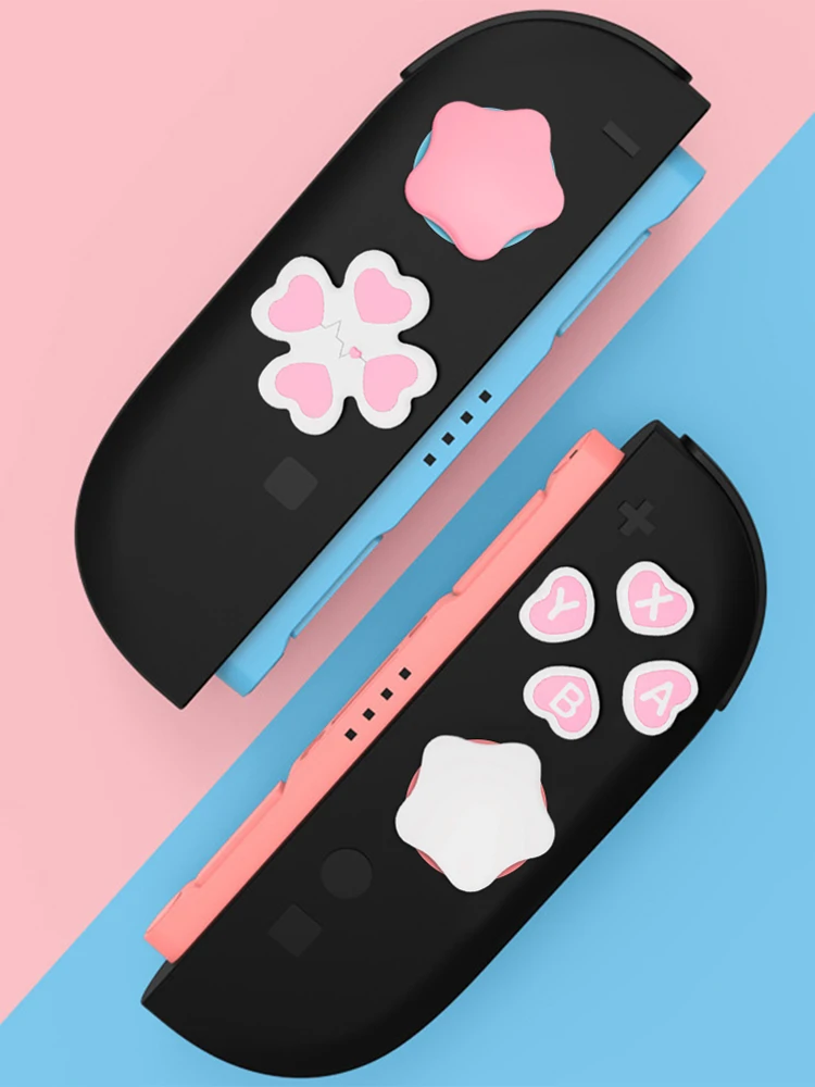 Tutup Tombol D-pad Lucu Stiker Tombol Kunci ABXY Silikon Penutup Pegangan Stik Jempol untuk Nintendo Switch2