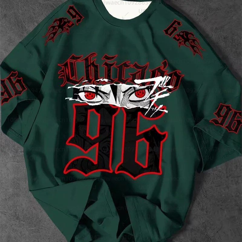 

Summer Men's Sports Jersey Los Angeles Japanese Anime Red Eye Print Short Sleeve T-Shirt Plus Size Women's Sport T-Shirt Top2026