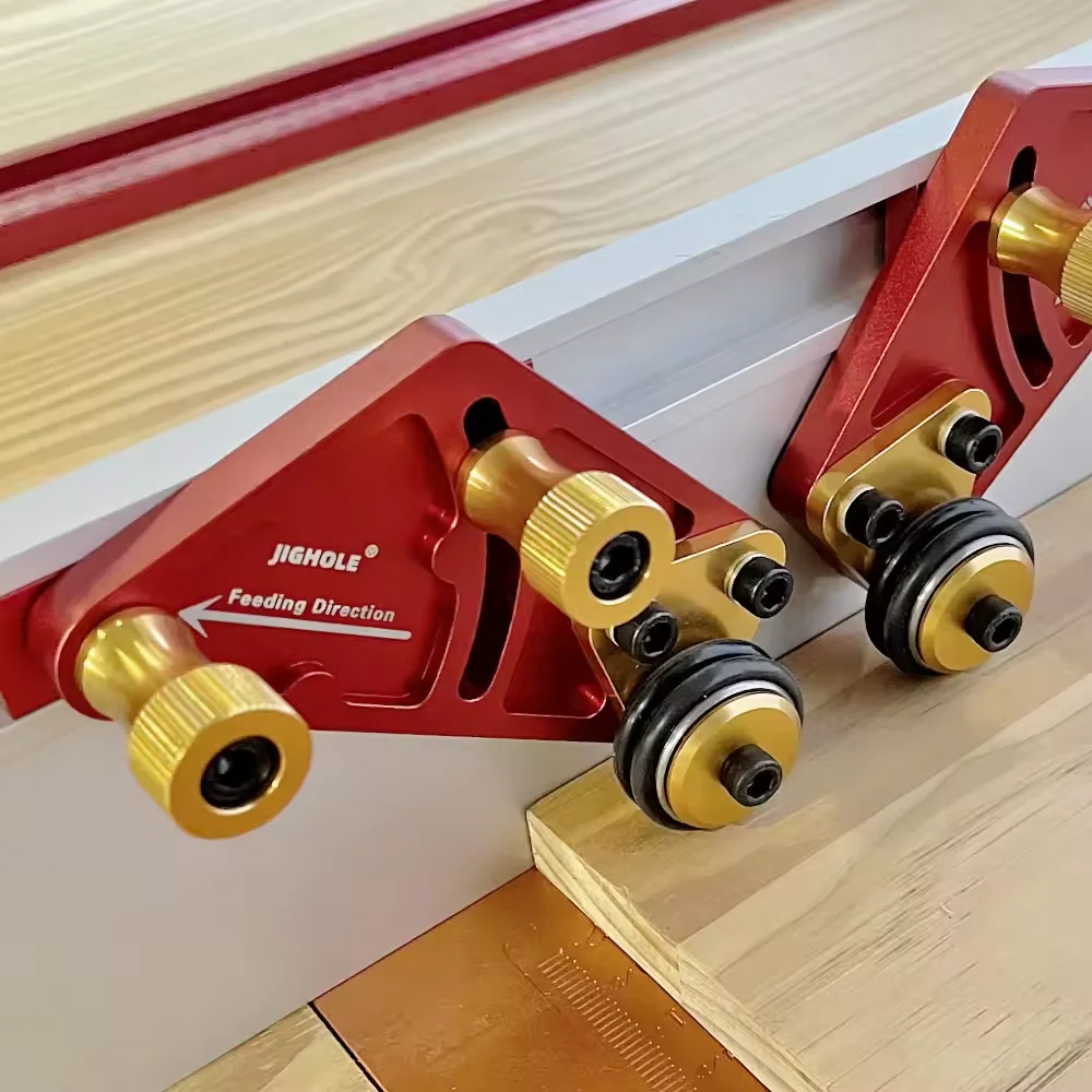 

Double wheel pressing woodworking multi-function bearing roller compactor reverse table saw feather board auxiliary tool.