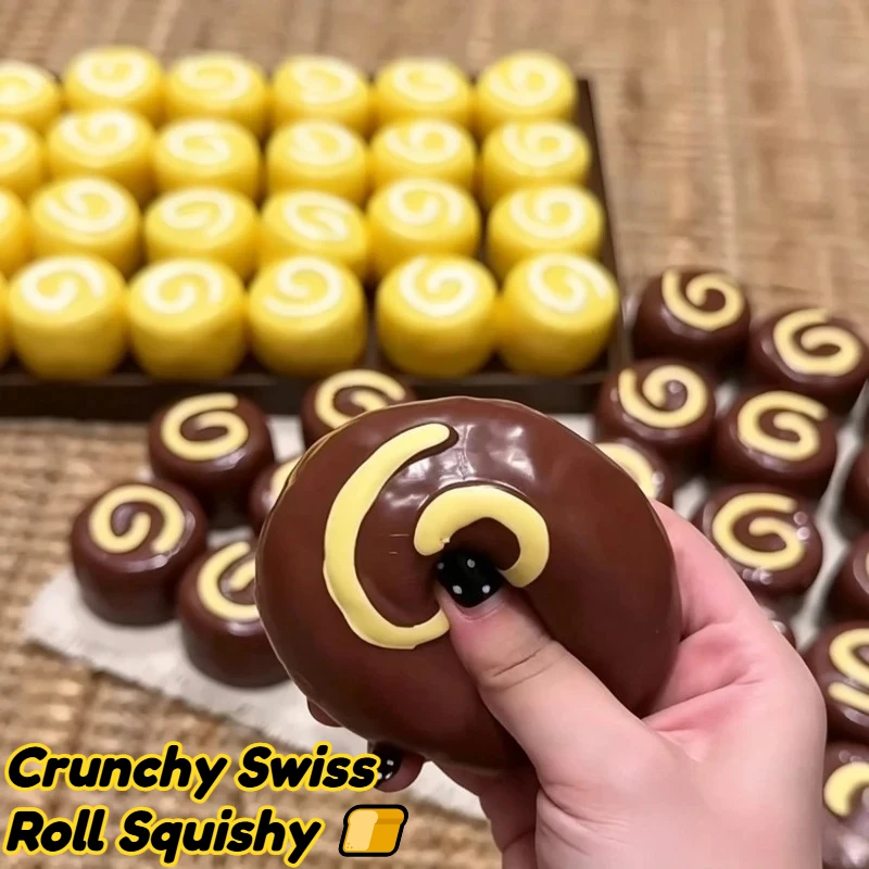 Swiss Roll Knuspriger Quetsch-Stressball Fidget-Spielzeug Quetschspielzeug Runde Blöcke Gefüllt ASMR Anti-Stress-Entspannung Handentspannungs-Geschenkspielzeug