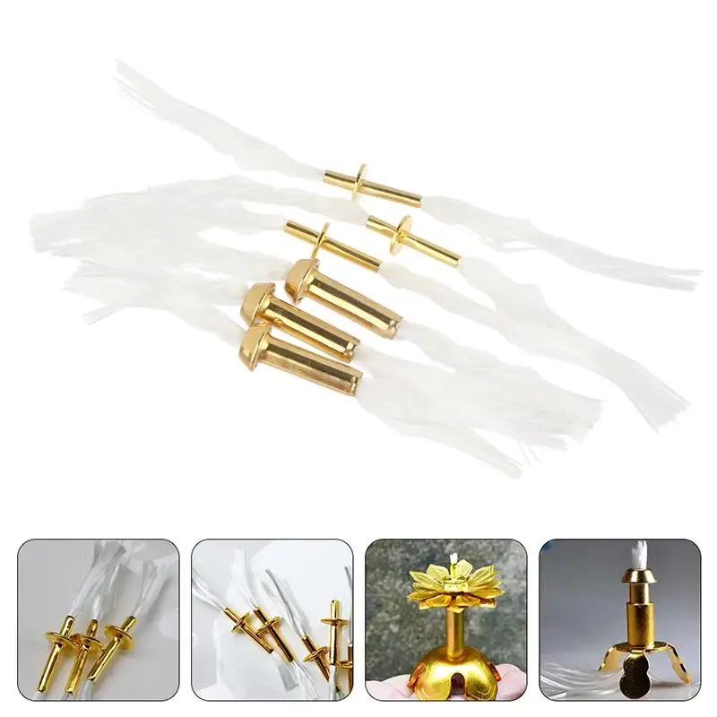 3Pcs Oil Lamp Wick Tubes Long Lasting Cotton Thread Alloy Tubes for Patio Hanging Oil Lamp Repair DIY Replacement Parts