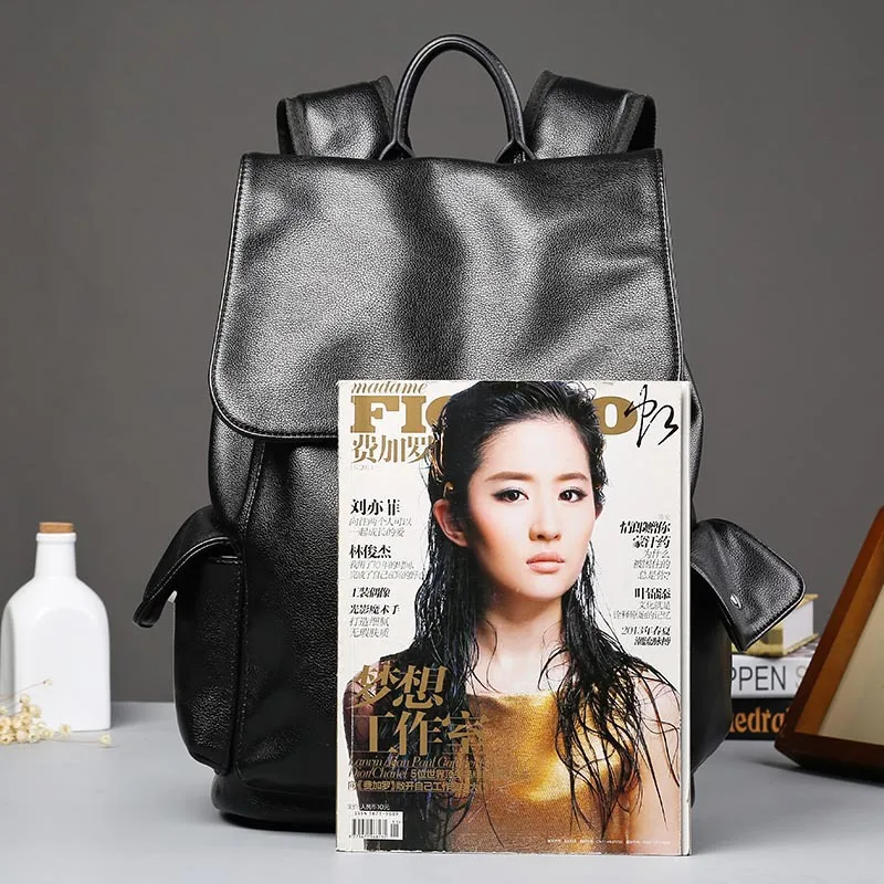 Fashion PU Leather Woven Backpack for Men Luxury Business Laptop Bag Mens Backpack Zipper Travel High Capacity Backbag Male Bags