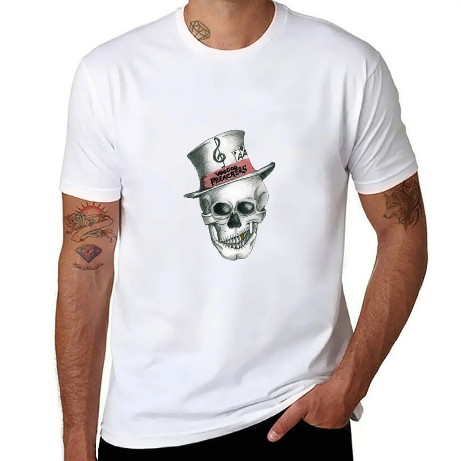 

Voodoo Preachers Skull Guy T-Shirt black cotton t-shirt plain for man package anime t shirts for man T-Shirt