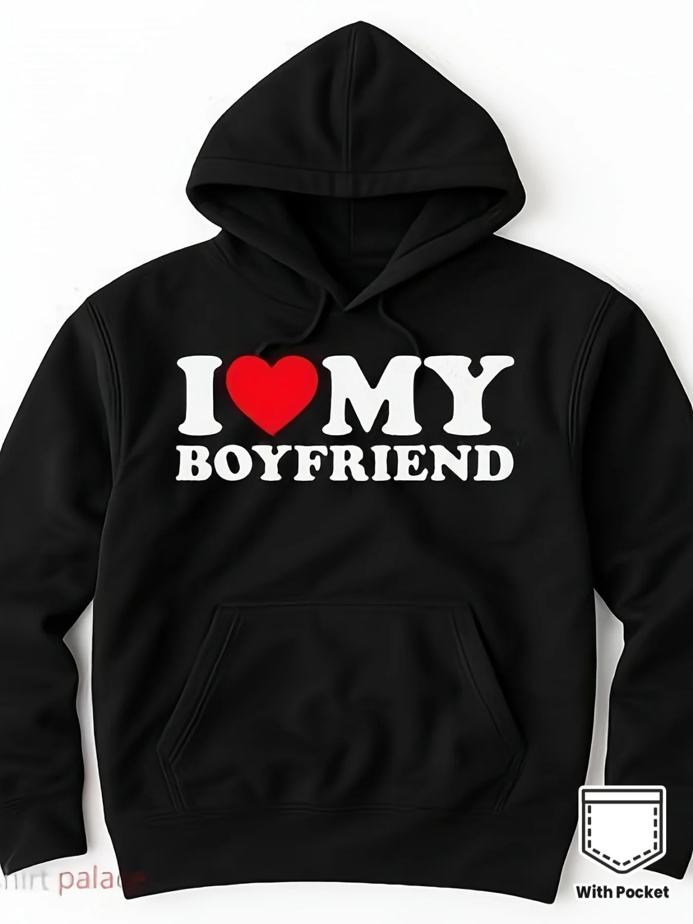 S Funny I Love My Boyfriend Grafik-Hoodie mit Herz- und Freund-Motiv, weicher, maschinenwaschbarer Stoff, normale Passform, lässiger Pullover