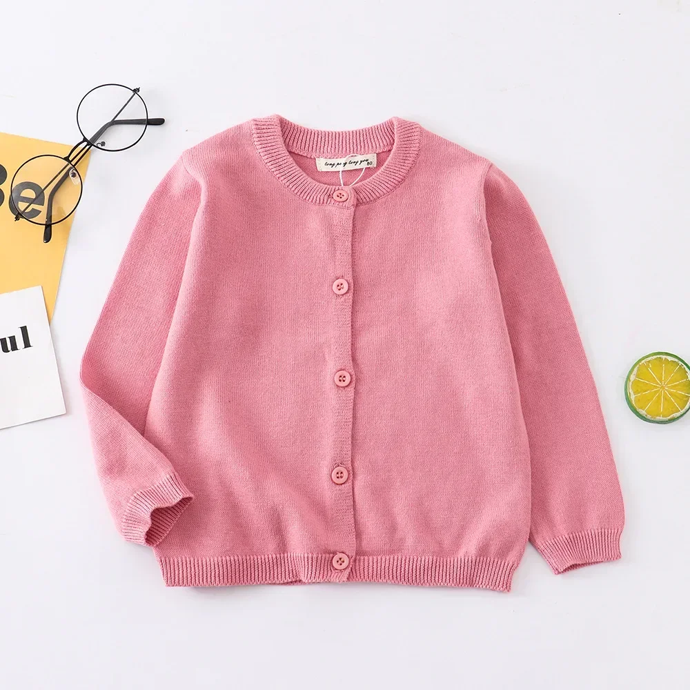 Toddler Girl Sweater Cardigan Soft Cotton Child Boys Sweaters Cardigans Kids Clothes Yellow Red Green Korean Knitting Baby Coat