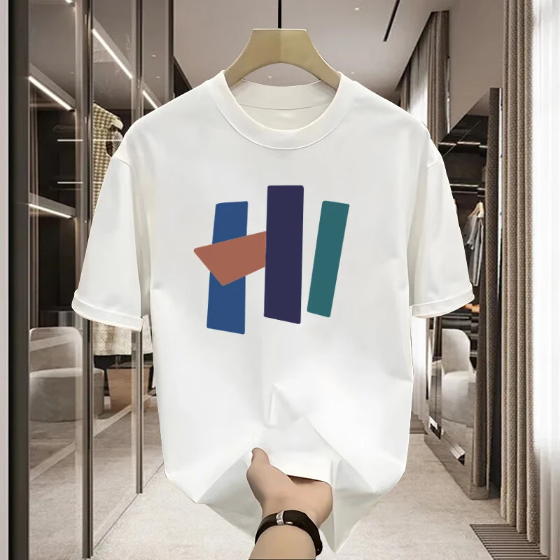 

Cotton T-shirt Letter printing crew neck short-sleeved T-shirt Mens summer new trendy cotton half-sleeved top