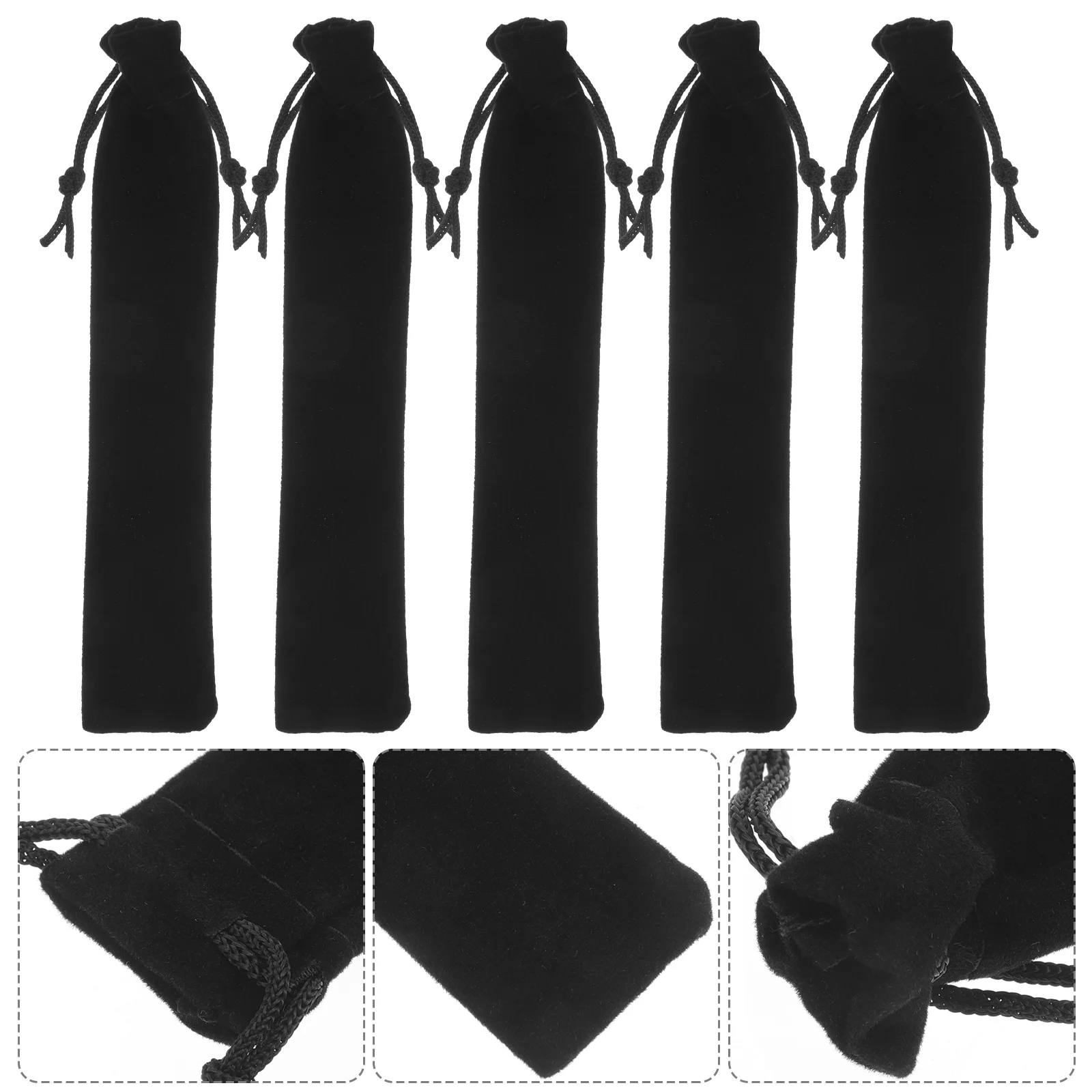 25pcs Drawstring Bag Pen Pouch Sleeve Holder Pen Case Gift Pencil Bag Storage Bag School Office Supplies (Black)