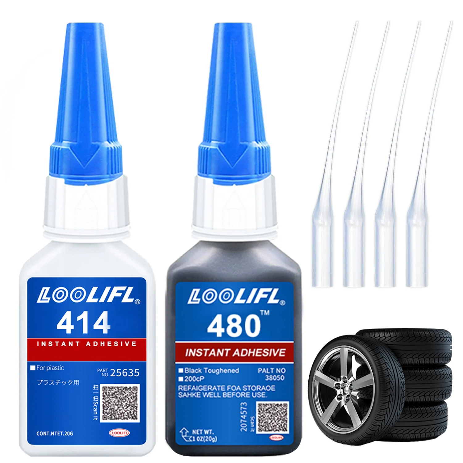 20g 380 Reifenreparaturkleber 414 Superkleber-Set - Ideal für Kunststoff, Metall, Gummi, Heimreparaturen, DIY-Basteleien und Autoreparaturen