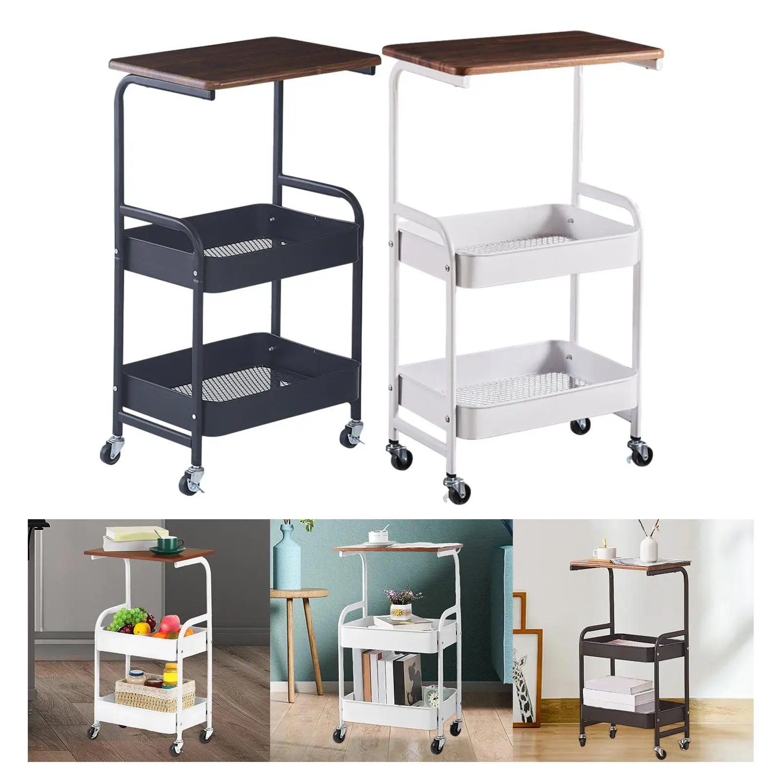 3 Tier Slim Storage Cart Fruits Holder Rustproof Slide Out Organizer Cart for Kitchen Office Bathroom Laundry Room Narrow Place