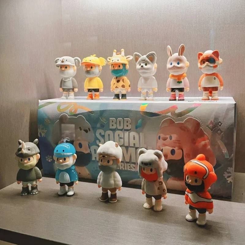 FARMER BOB 7 Generation Social Animal Series Blind Box Toys Guess Bag Mystery Box Anime Figure Model Doll Figures Cute Gift