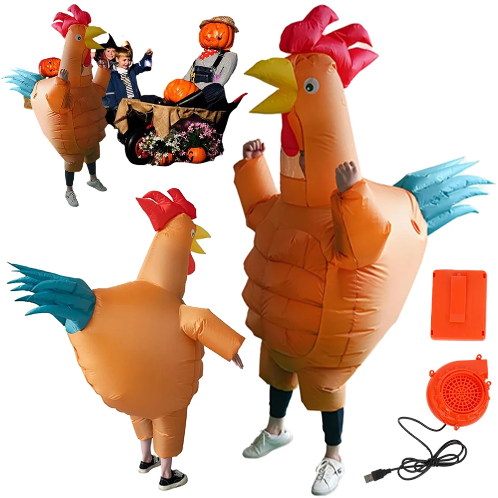 1 costume gonflable de poulet ananas en ABS pour adultes mesurant entre 150 et 190 cm, idéal pour Halloween, Noël, Pâques, Thanksgiving, spectacles, fêtes et cosplay.
