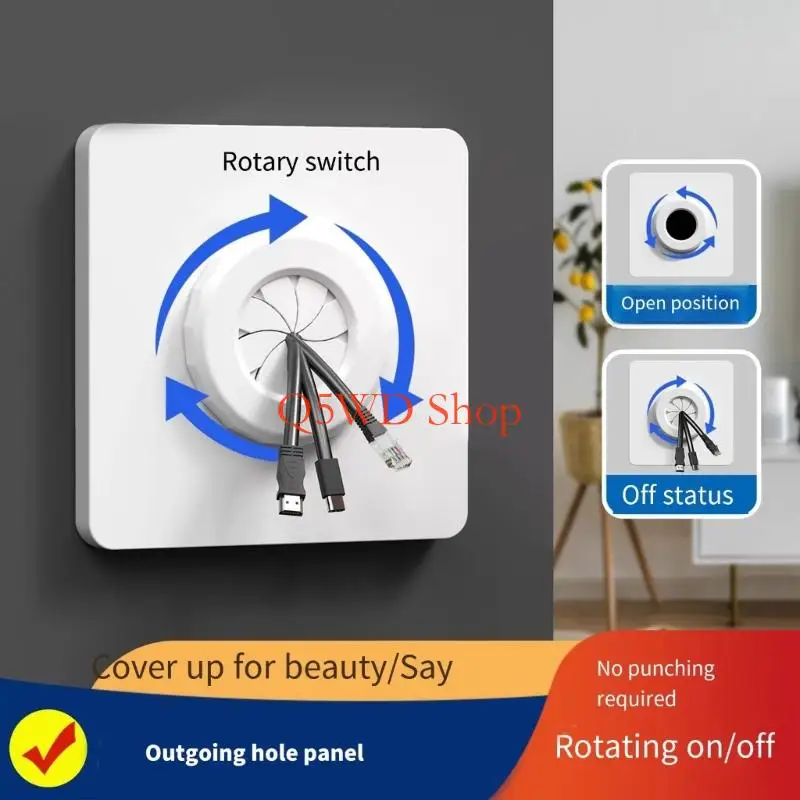 Q5WD Cable Cover Wall Blank Panel With Outlet Hole Cable Management Wall Plate