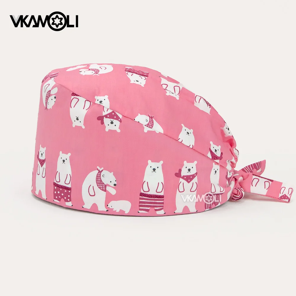 new Anime cartoon Printing caps adjustable women and men operating work hat Animal laboratory staff work vet scrubs caps