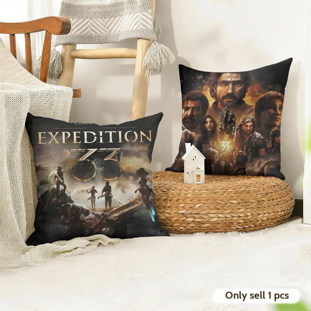 Game C-Clair Obscur Expedition 33 Cushion Cover Organic Linen Square Pillow Case Durable Non-Allergenic And Kind To Skin