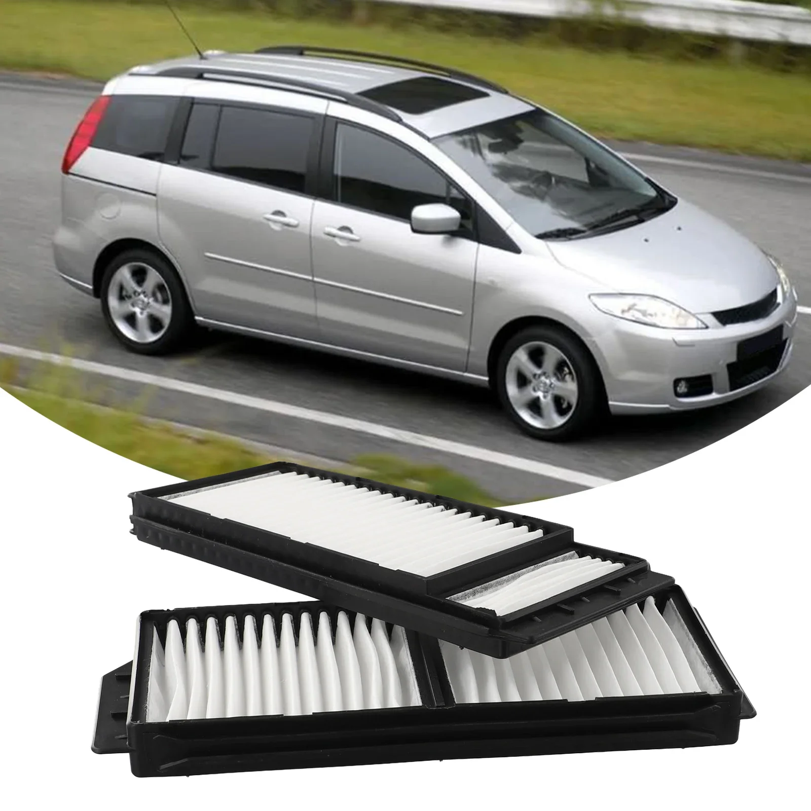 Portable Practical Cabin Air Filters Accessories For Mazda 3 2004-2009 5 2006-2010 Replacement Set Spare White 236x96x22mm Auto