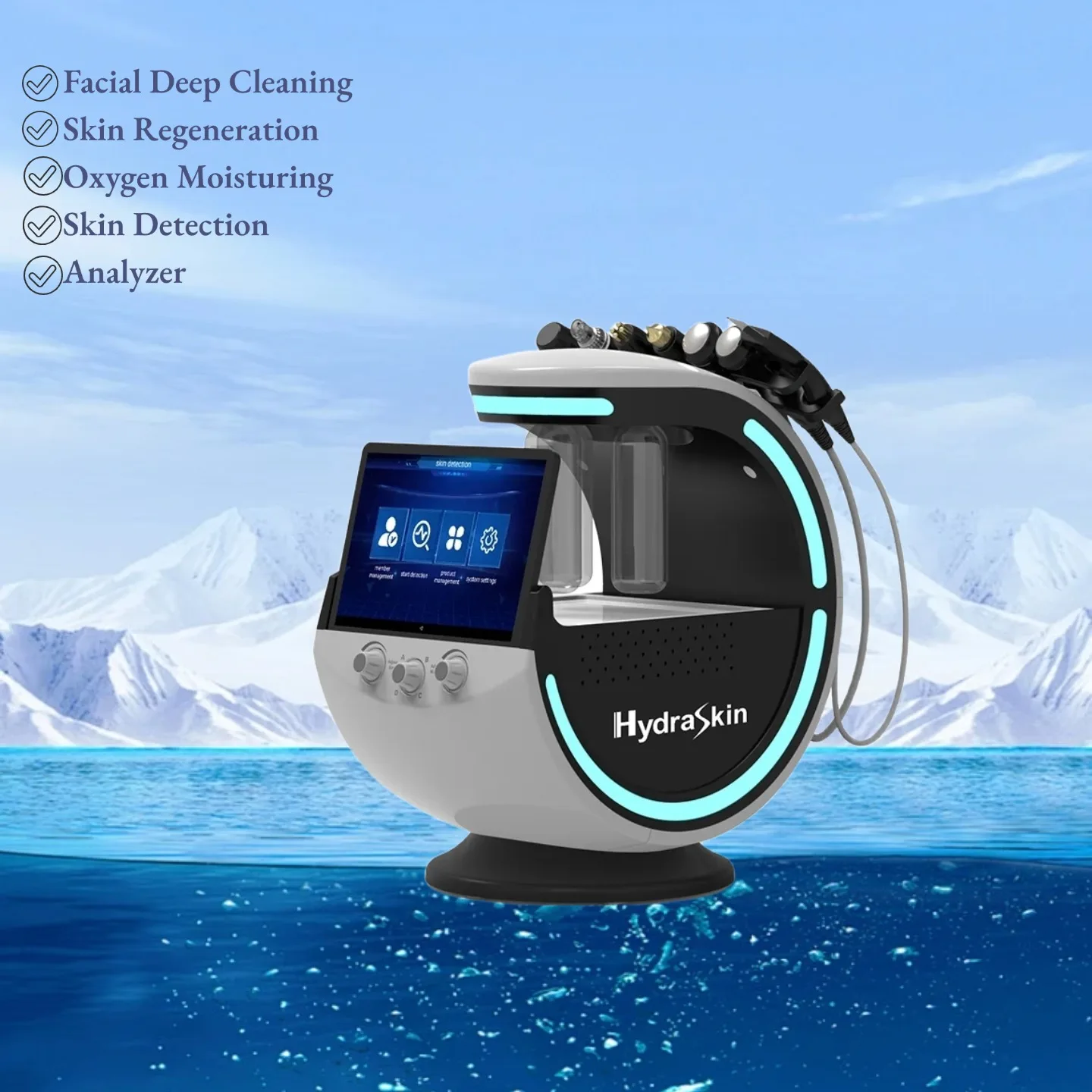

Smart Ice Blue 7-in-1 Professional Face Hydra Machine with Oxygen Hydro Dermabrasion Lifting Ultrason Hydrogen Oxygen Machine