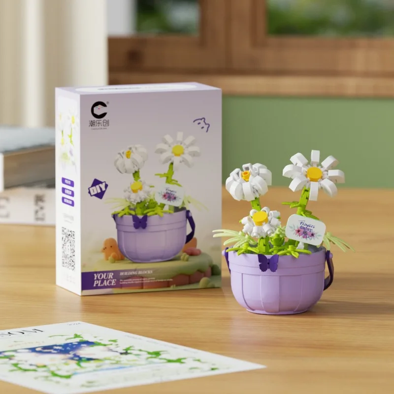 Bouwstenen voor kerstcadeaus - Creatief bloemenmandgebouw, leuk educatief doe-het-zelf puzzelspeelgoed
