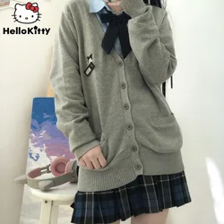 Sanrio Kuromi JK uniforme maglione autunno inverno simpatico cartone animato manica lunga abbigliamento Kawaii Anime dolce Cardigan maglia con cappuccio Top Yk2